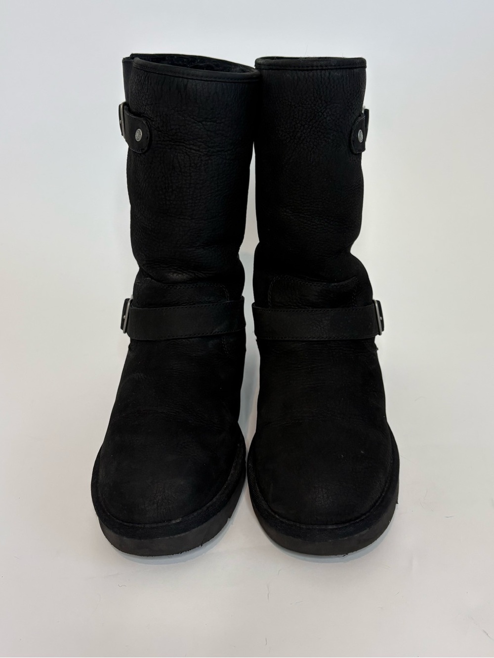 UGG-Sutter Moto Buckle Shearling Boot Women's Size 9 Black 1005374 - Picture 3 of 12